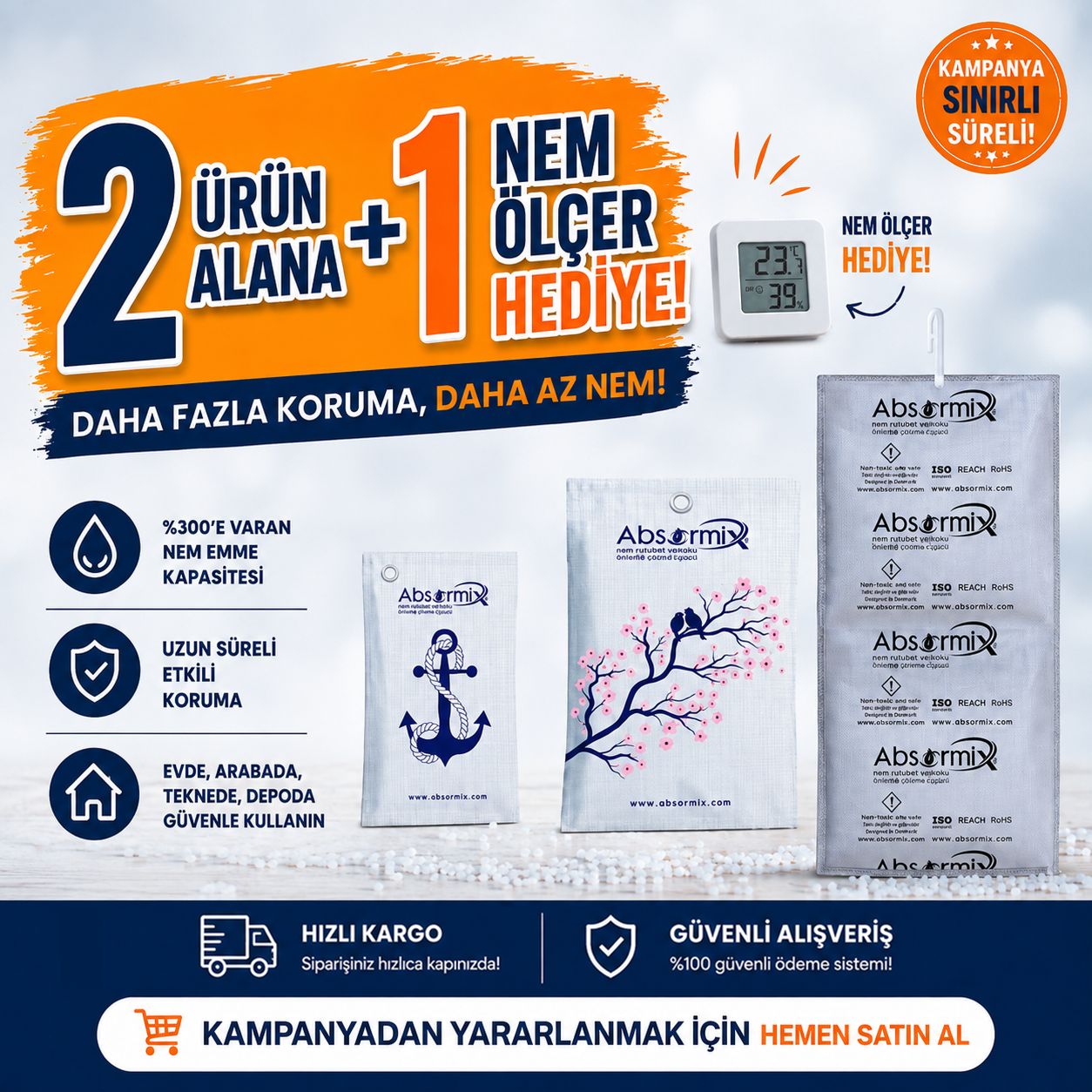 2 Adet Ürün Alana ISI NEM ÖLÇER Hediye